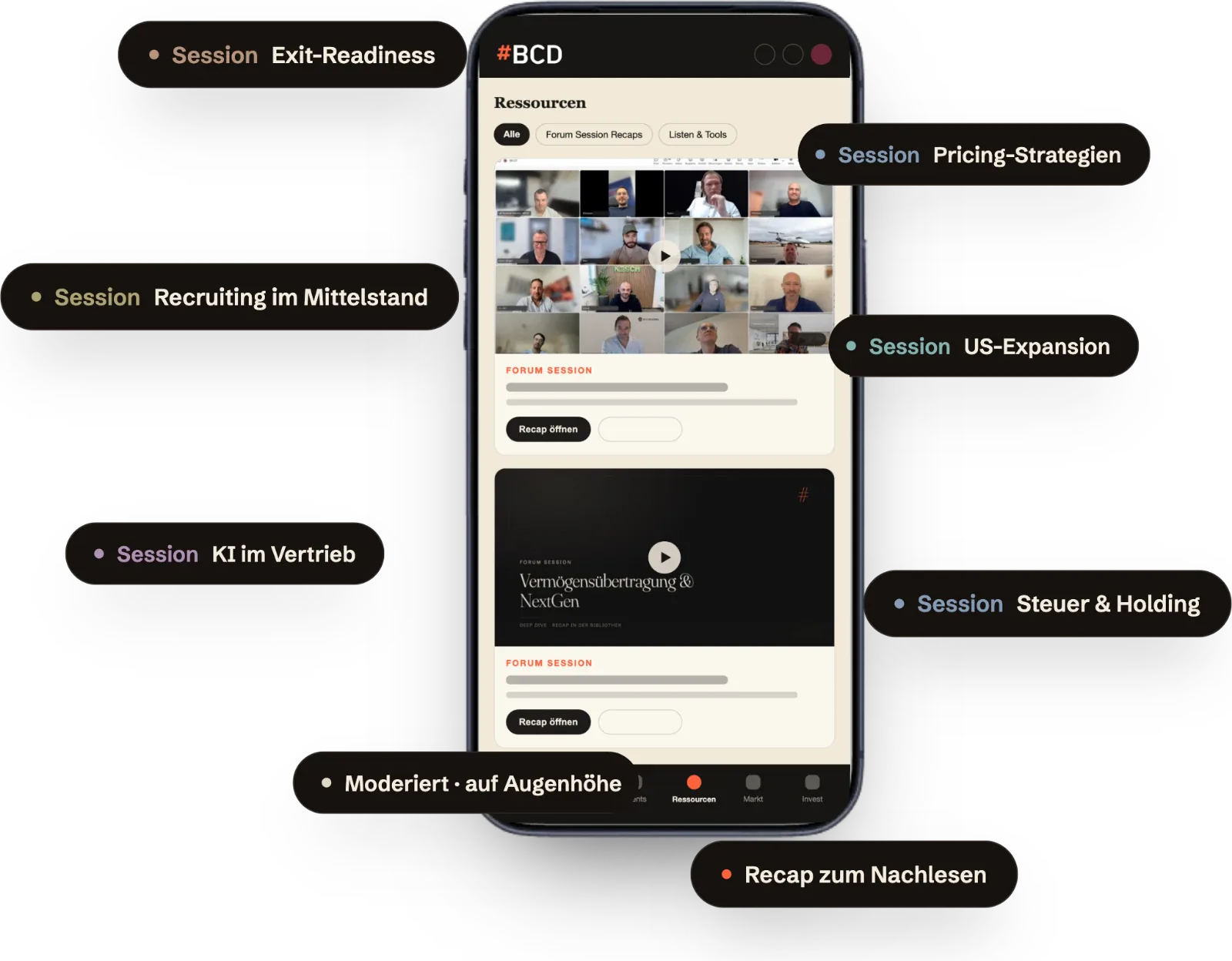Forum Session Recaps in der BCD App